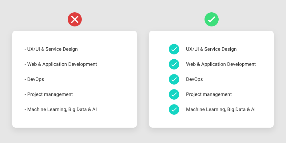 การใช้ไอคอนแทน bullet หัวข้อ UX/UI