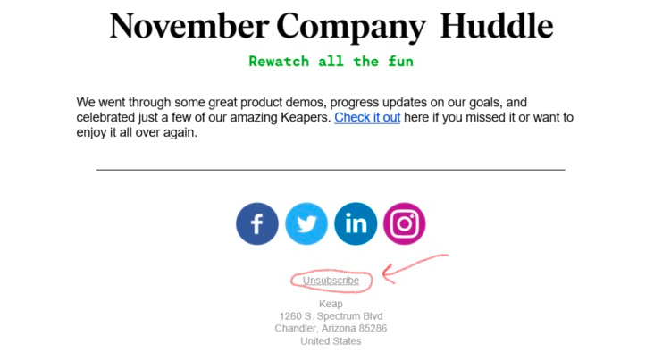 Unsubscribe link is essential