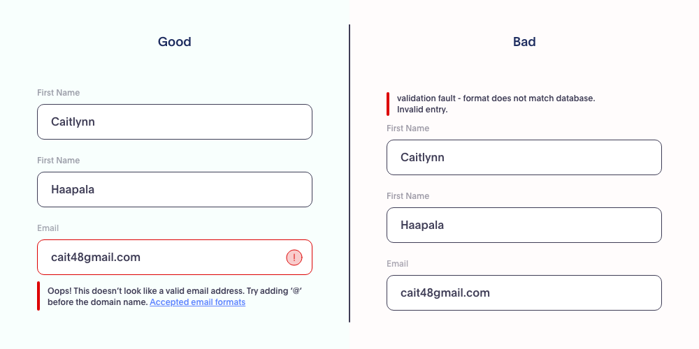 Communicate errors and next steps